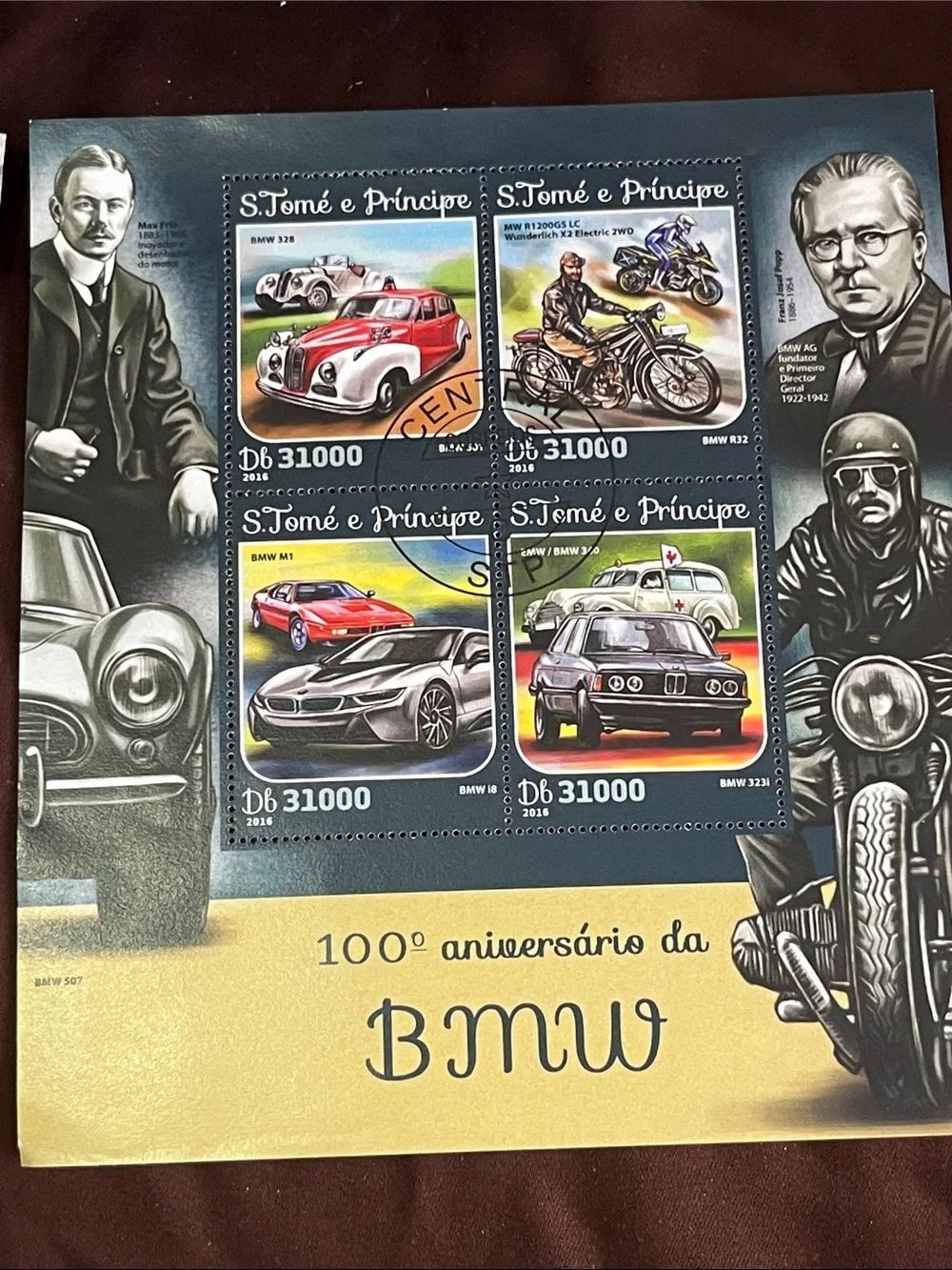 Commemorative BMW Stamp Sheet - Blue and Black Accents